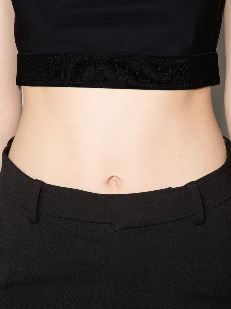Black Logo Jacquard Crop Top