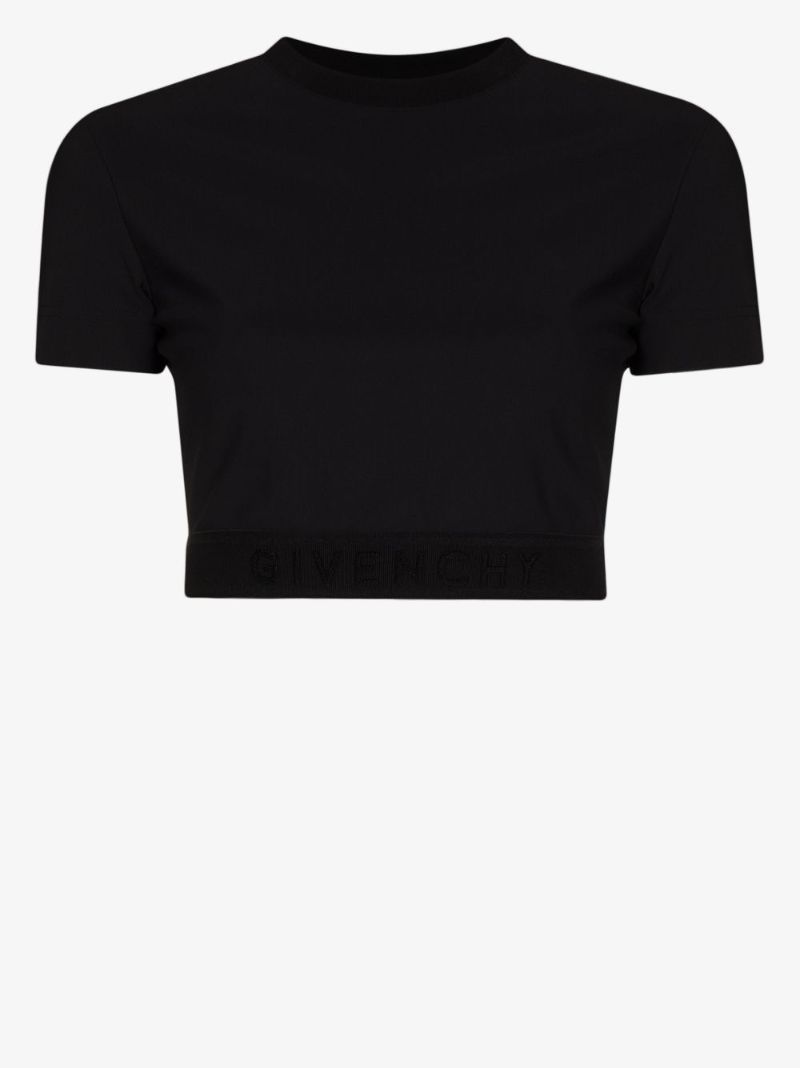 Black Logo Jacquard Crop Top