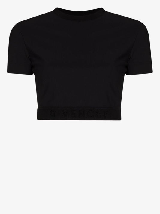 Black Logo Jacquard Crop Top