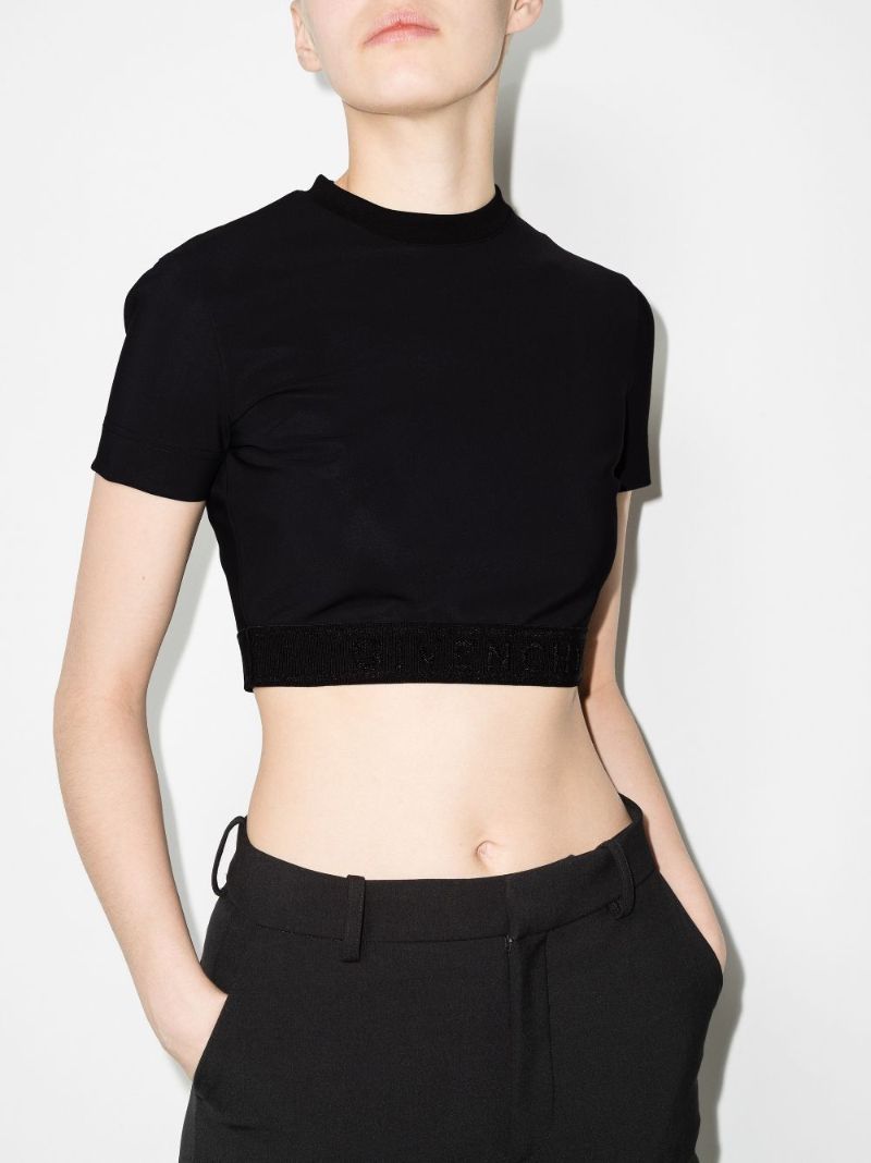 Black Logo Jacquard Crop Top