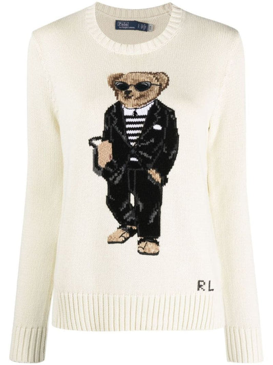 Neutral Polo Bear Cotton Sweater