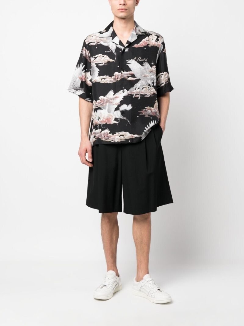Black Pegasus Print Silk Shirt