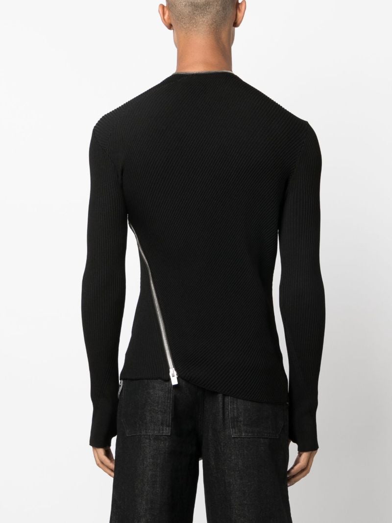 Black Zip Ribbed-knit Sweater