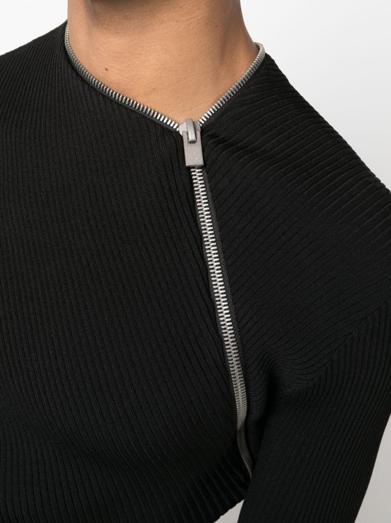 Black Zip Ribbed-knit Sweater