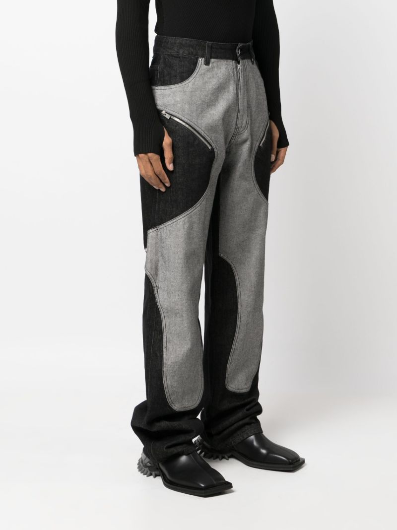 Blue Panelled Straight-leg Jeans
