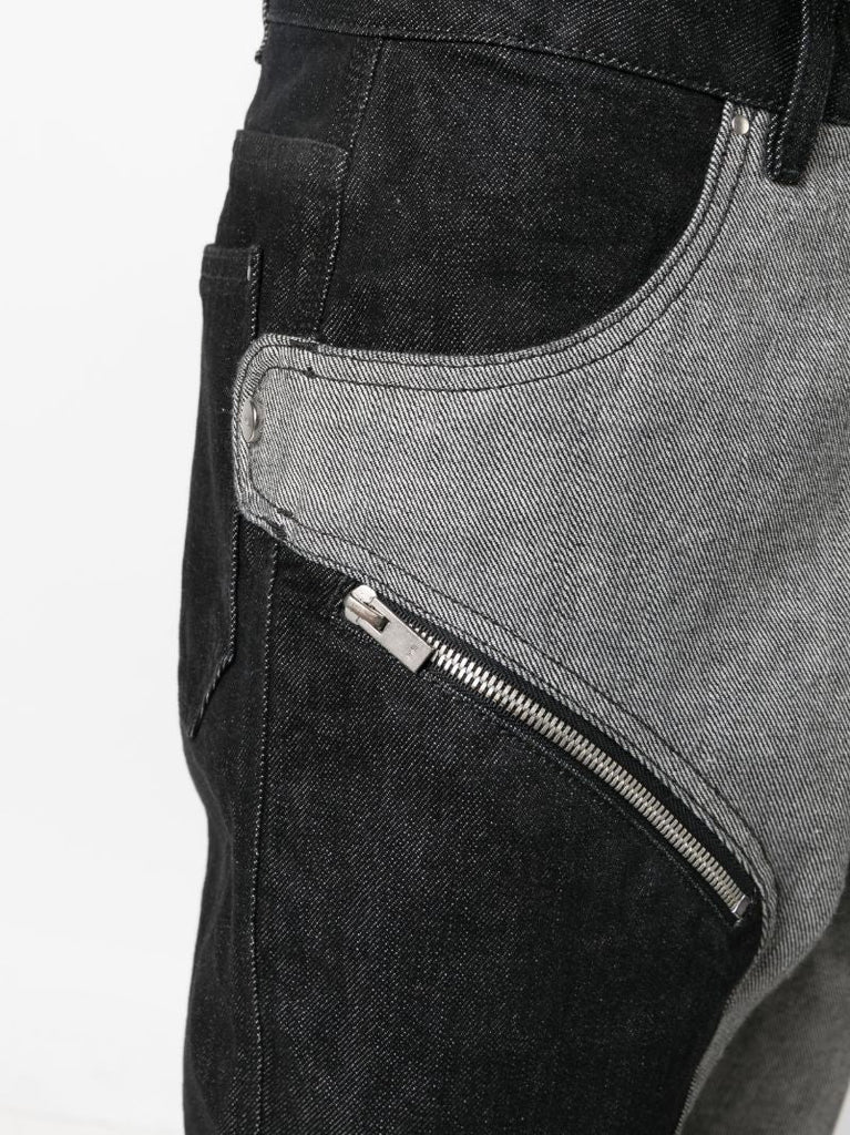Blue Panelled Straight-leg Jeans