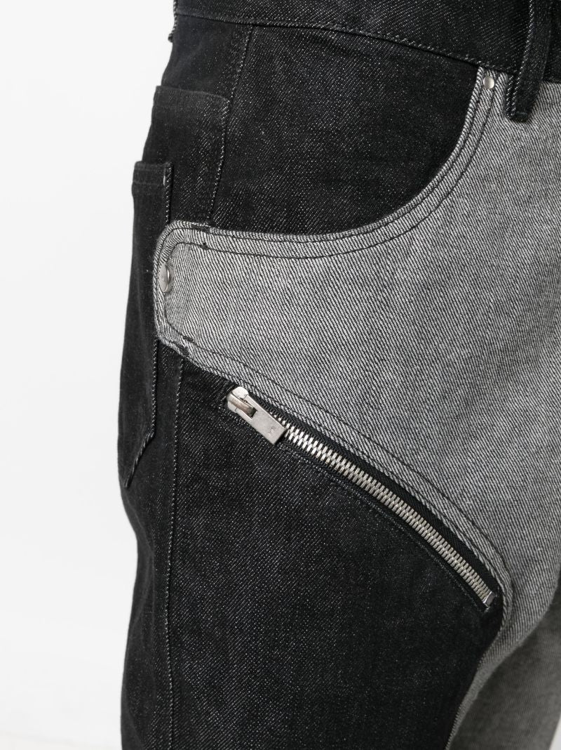 Blue Panelled Straight-leg Jeans