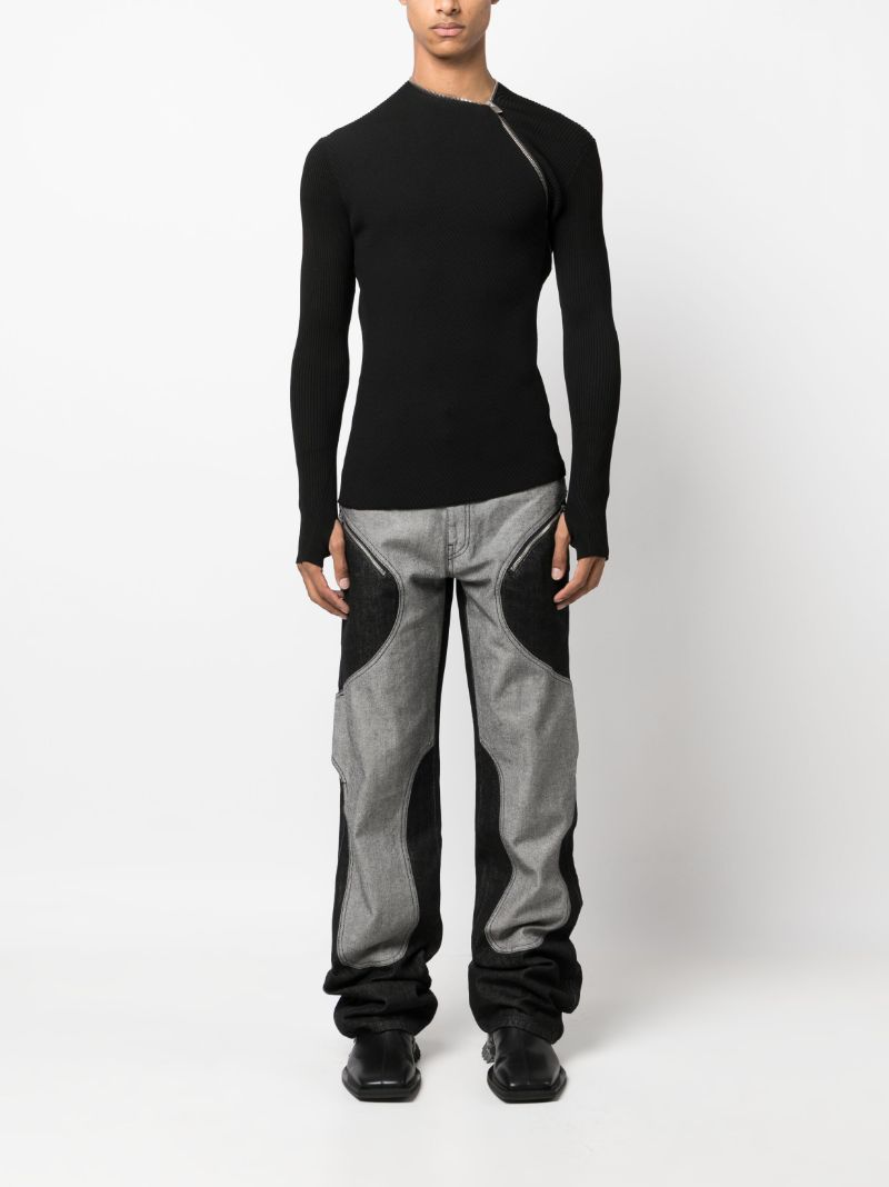 Blue Panelled Straight-leg Jeans