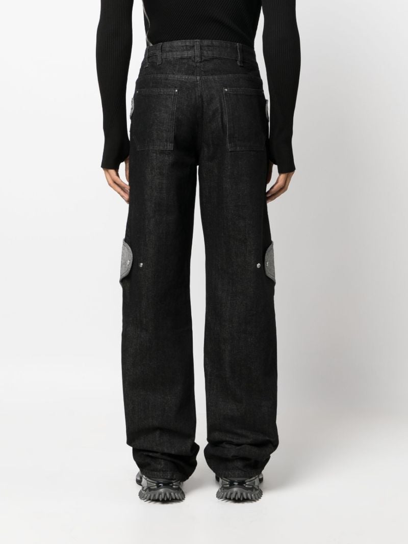Blue Panelled Straight-leg Jeans