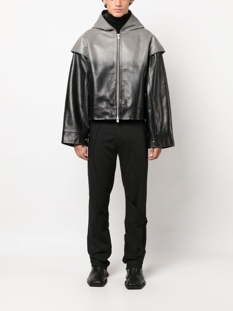 Black He Bind Leather Jacket