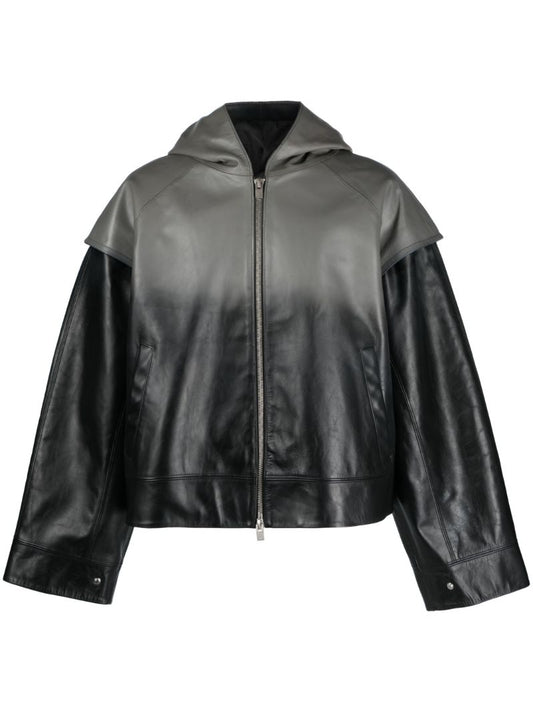 Black He Bind Leather Jacket