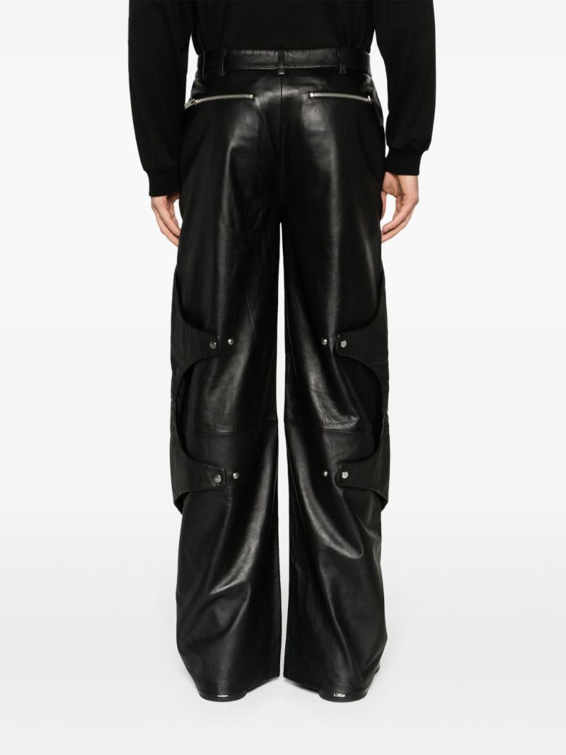 Black Wide-leg Leather Trousers