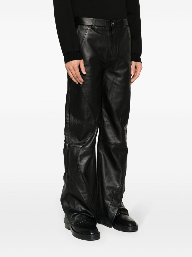 Black Wide-leg Leather Trousers