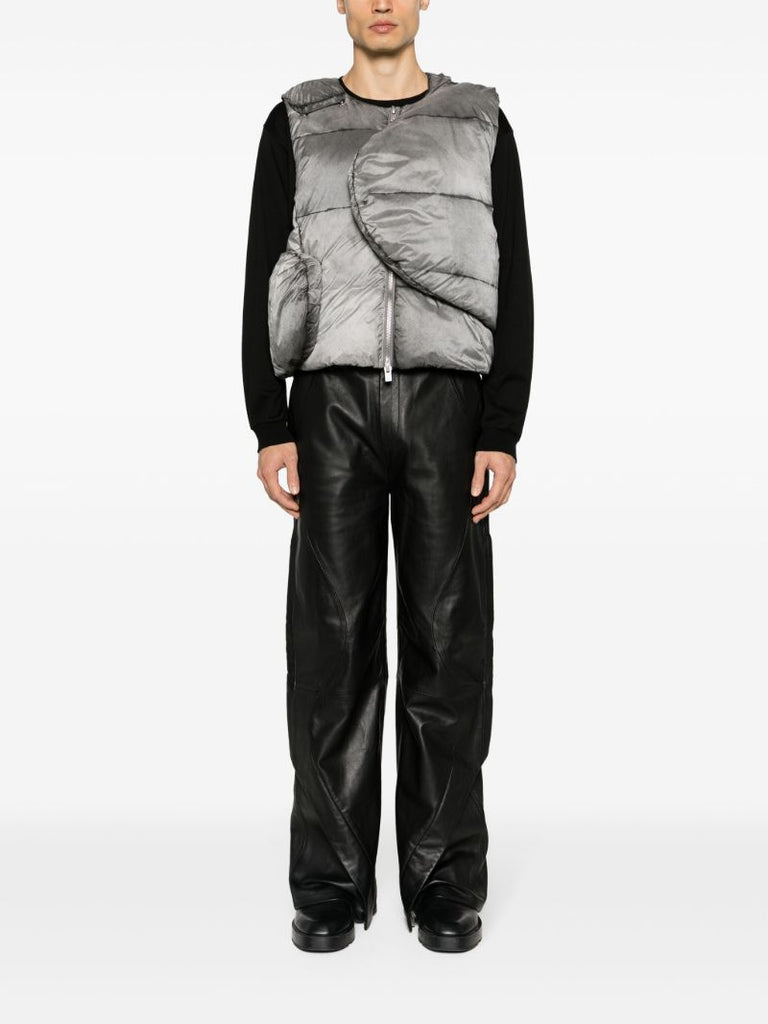 Black Wide-leg Leather Trousers