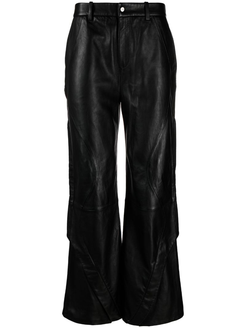 Black Wide-leg Leather Trousers