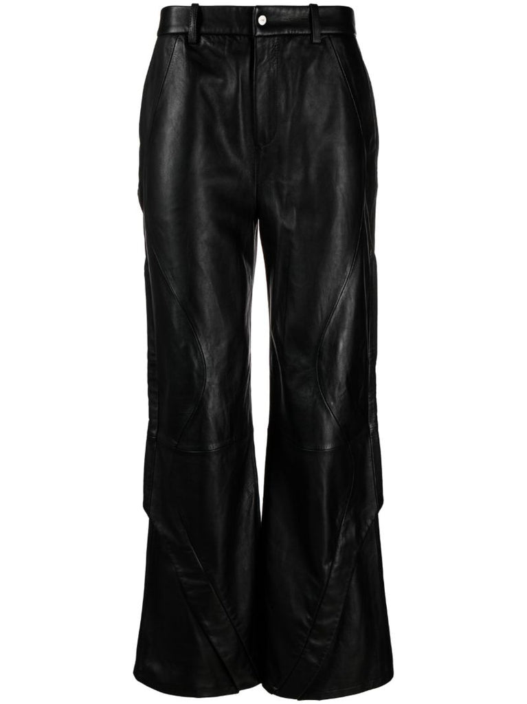 Black Wide-leg Leather Trousers