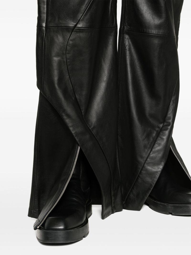 Black Wide-leg Leather Trousers