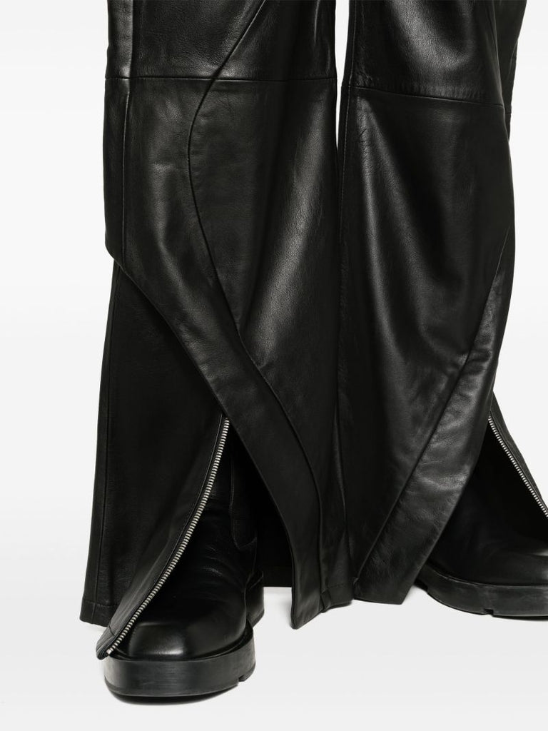 Black Wide-leg Leather Trousers