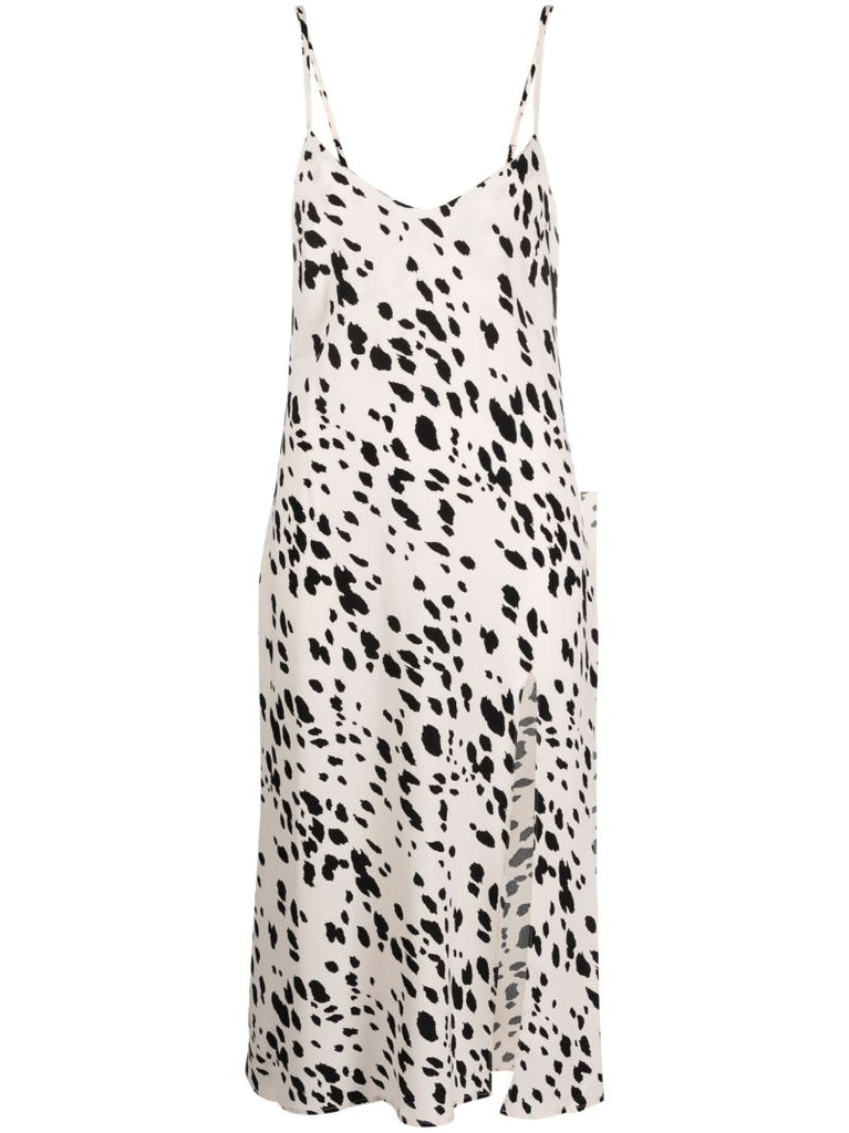 White Crimini Dalmatian Print Midi Dress