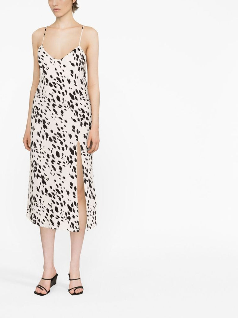 White Crimini Dalmatian Print Midi Dress