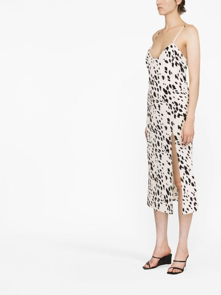 White Crimini Dalmatian Print Midi Dress