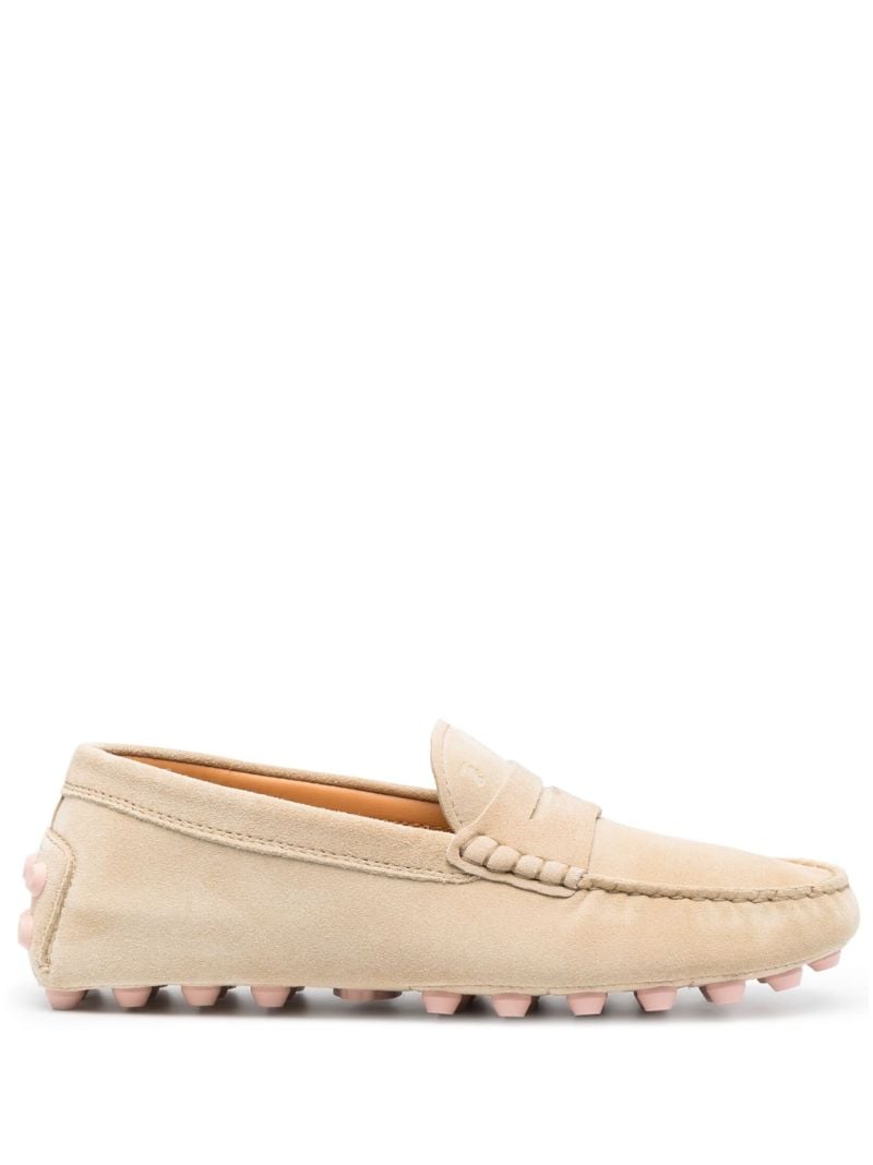 Neutral Gommino Bubble Suede Loafers