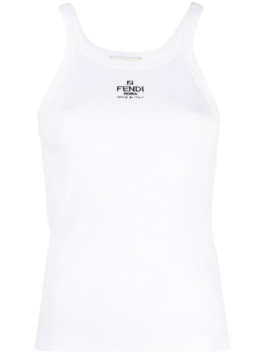 White Logo-embroidered Vest Top