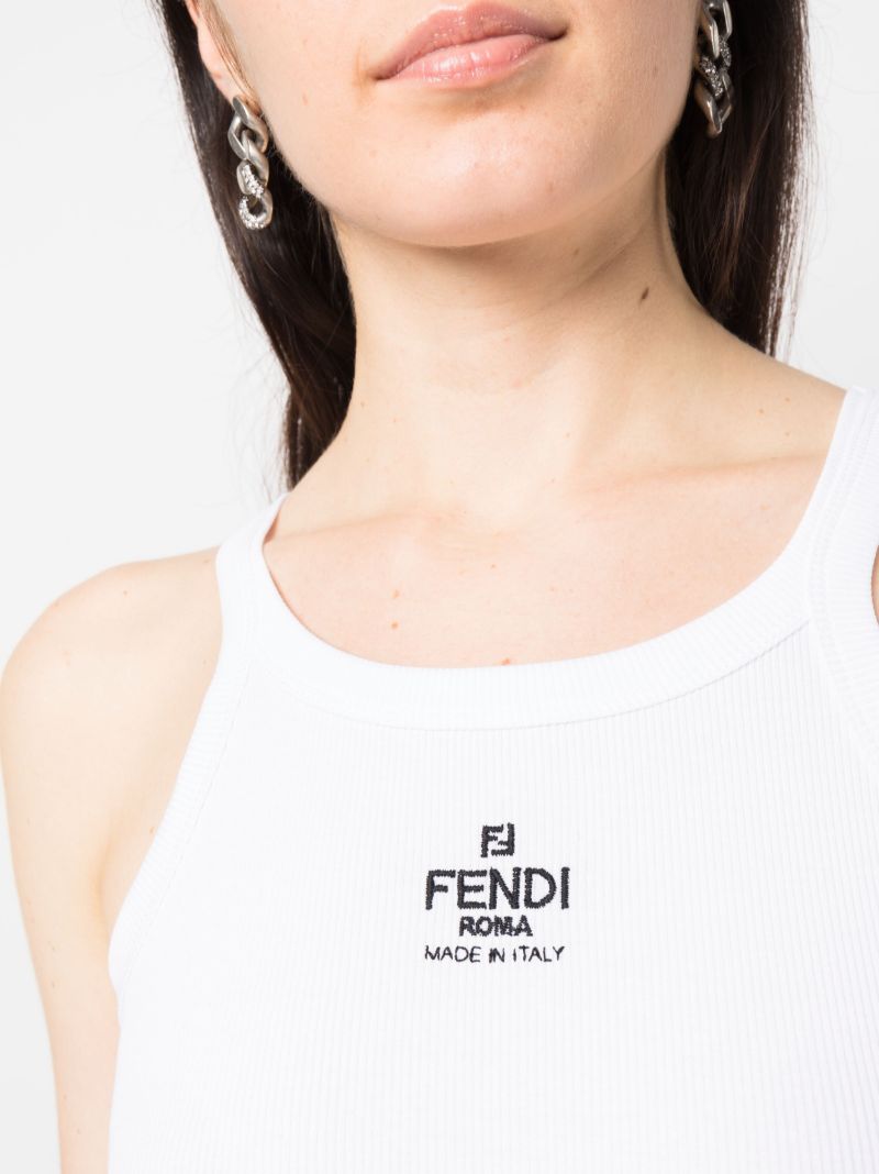 White Logo-embroidered Vest Top