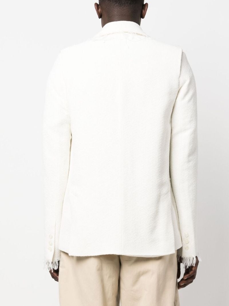 White Frayed Textured Blazer