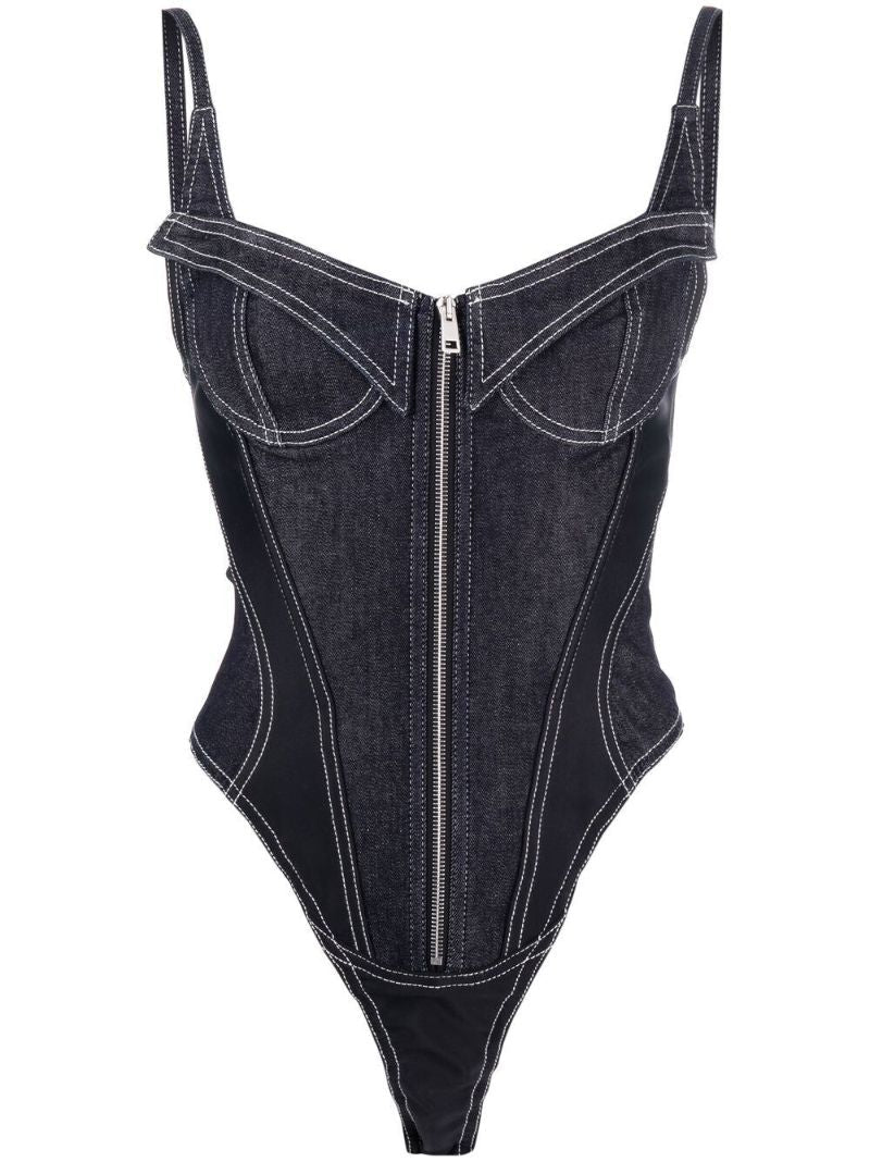 Blue Denim Corset Bodysuit