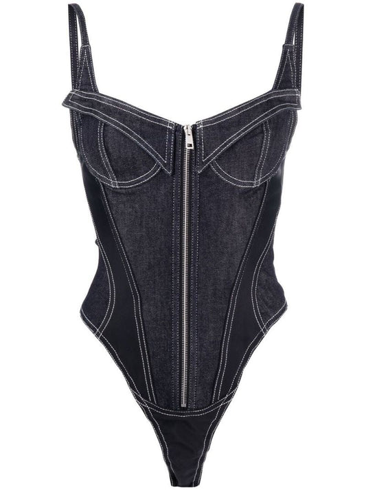Blue Denim Corset Bodysuit
