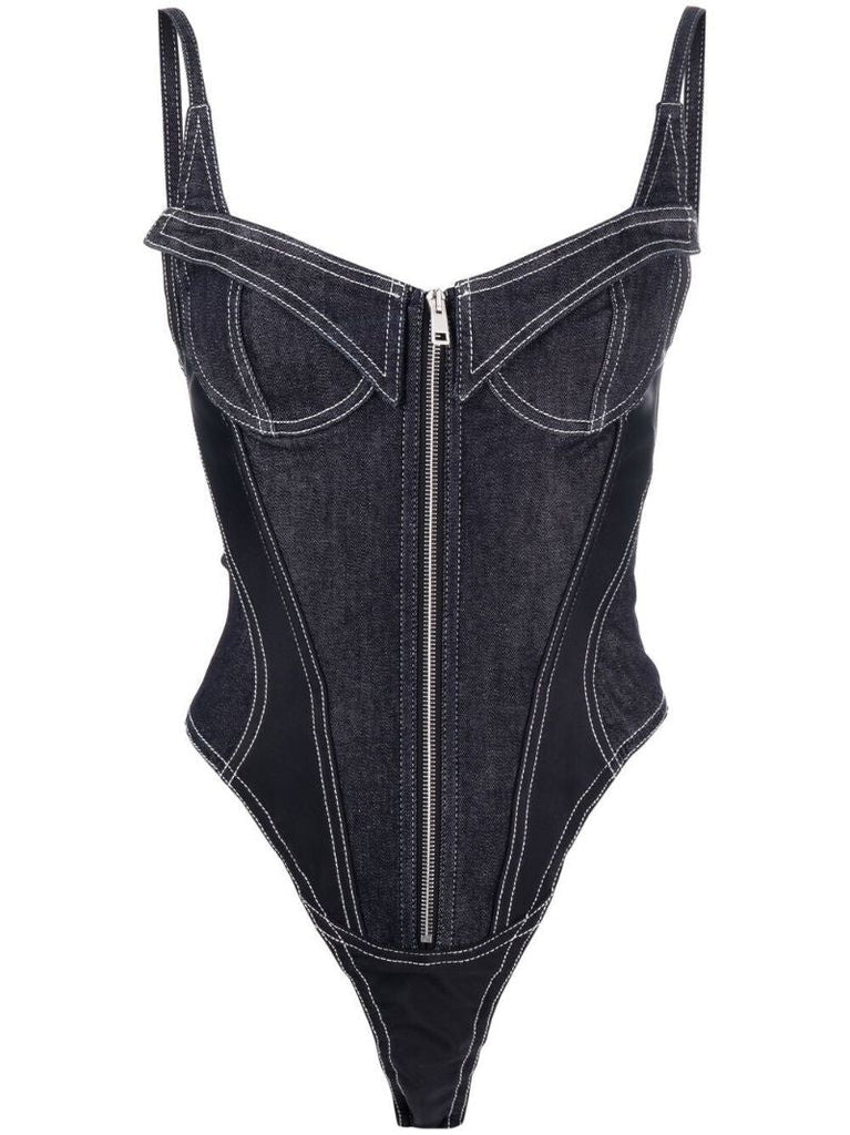Blue Denim Corset Bodysuit