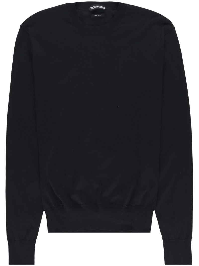 Black Crew-neck Cotton Sweater