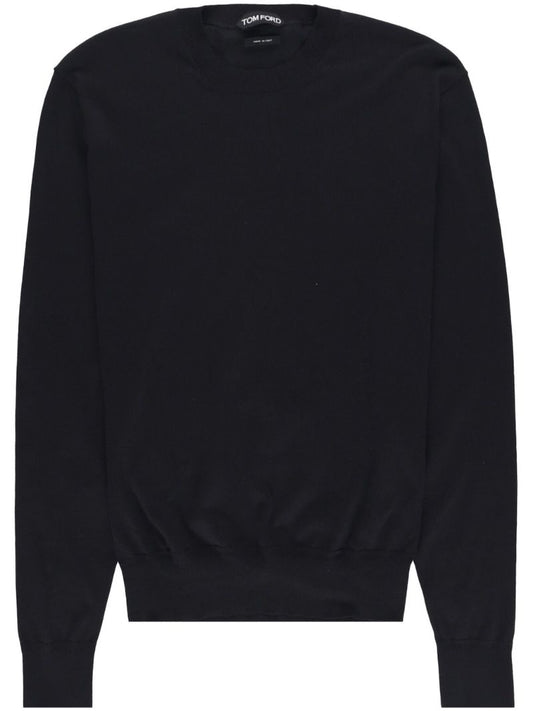 Black Crew-neck Cotton Sweater