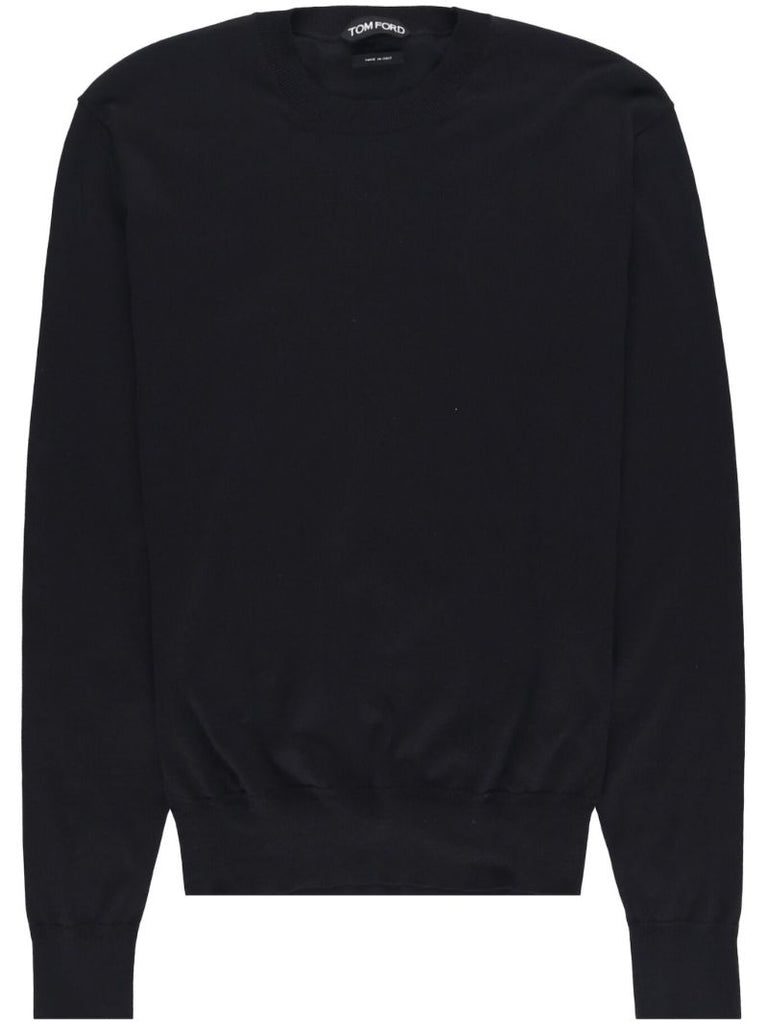Black Crew-neck Cotton Sweater