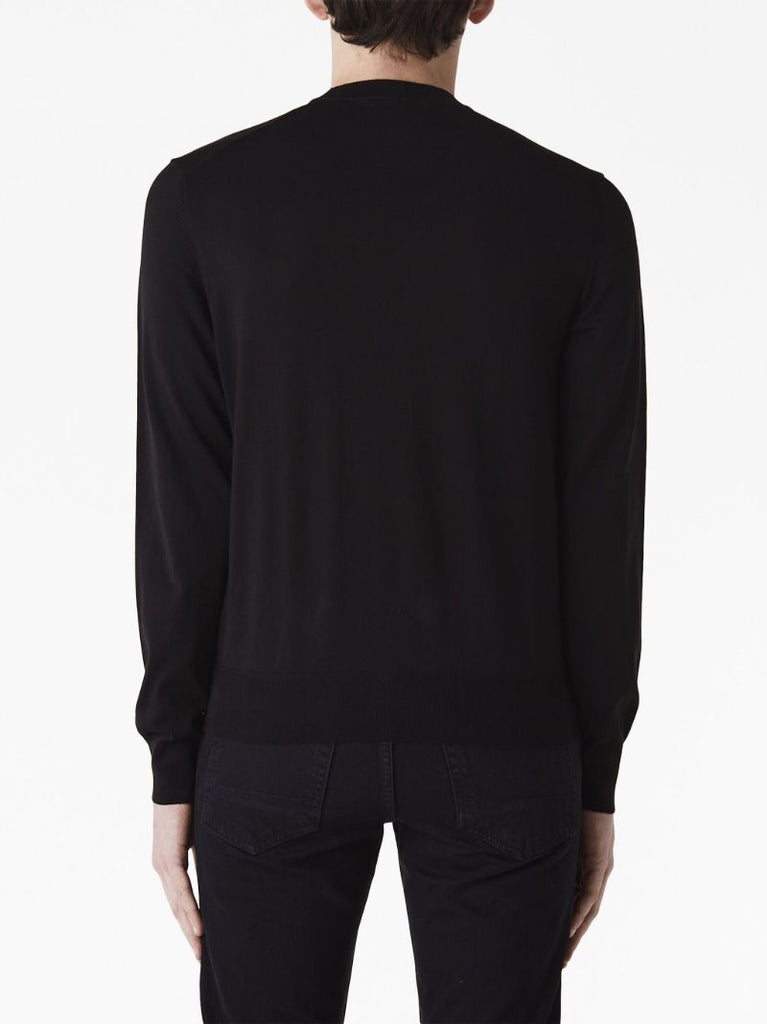 Black Crew-neck Cotton Sweater