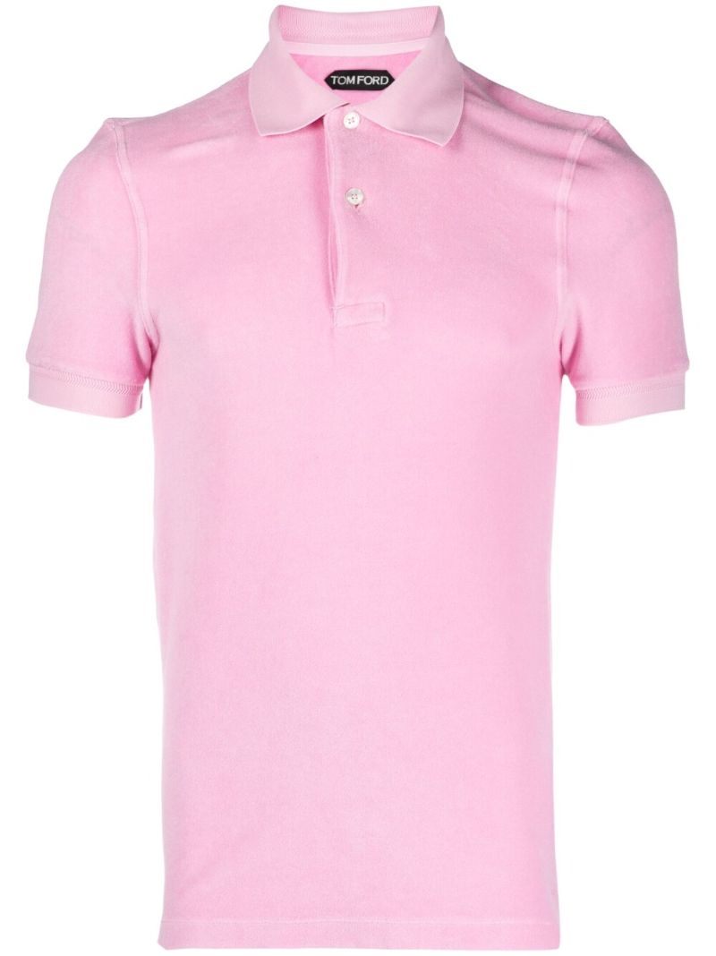 Peony Pink Towelling Polo Shirt