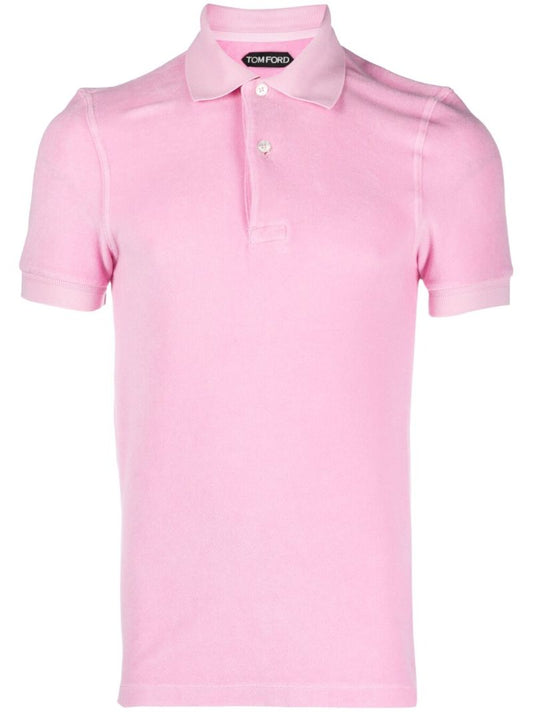 Peony Pink Towelling Polo Shirt