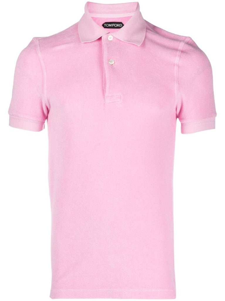 Peony Pink Towelling Polo Shirt