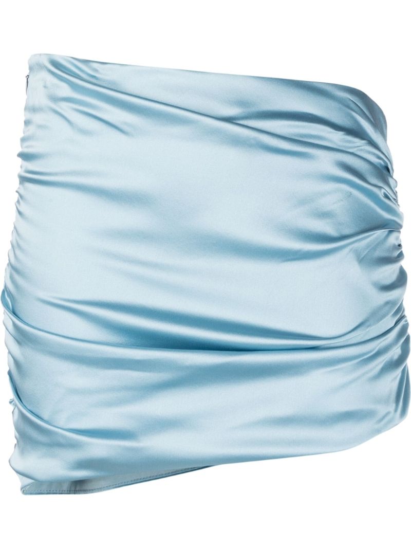 Blue Ruched Mini Skirt