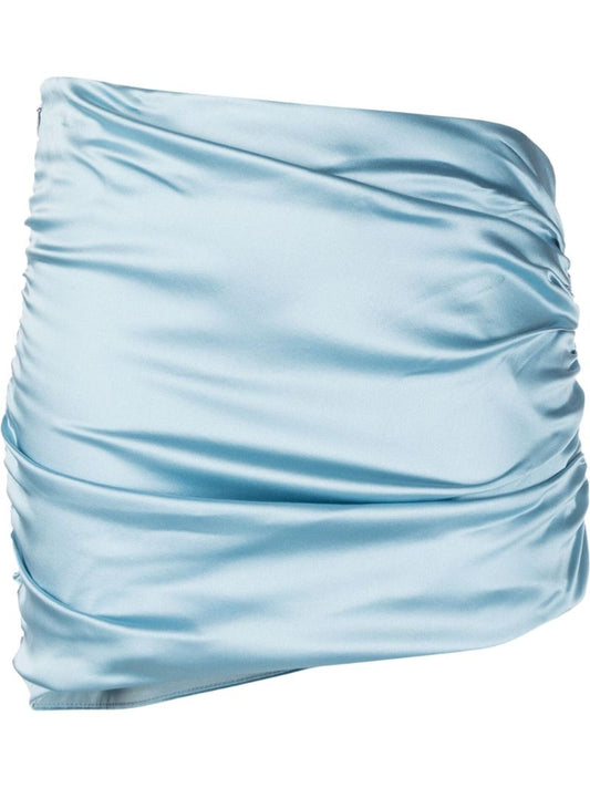 Blue Ruched Mini Skirt