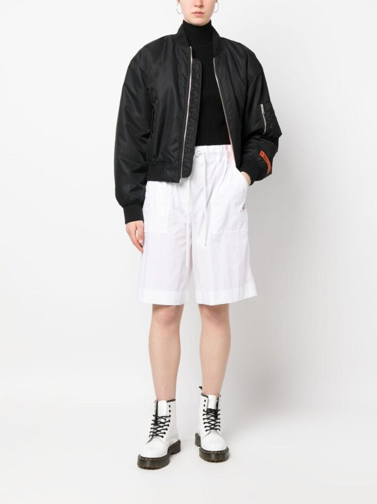 White Drawstring Bermuda Shorts