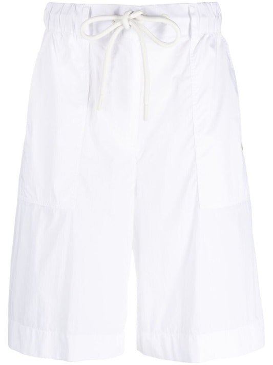White Drawstring Bermuda Shorts