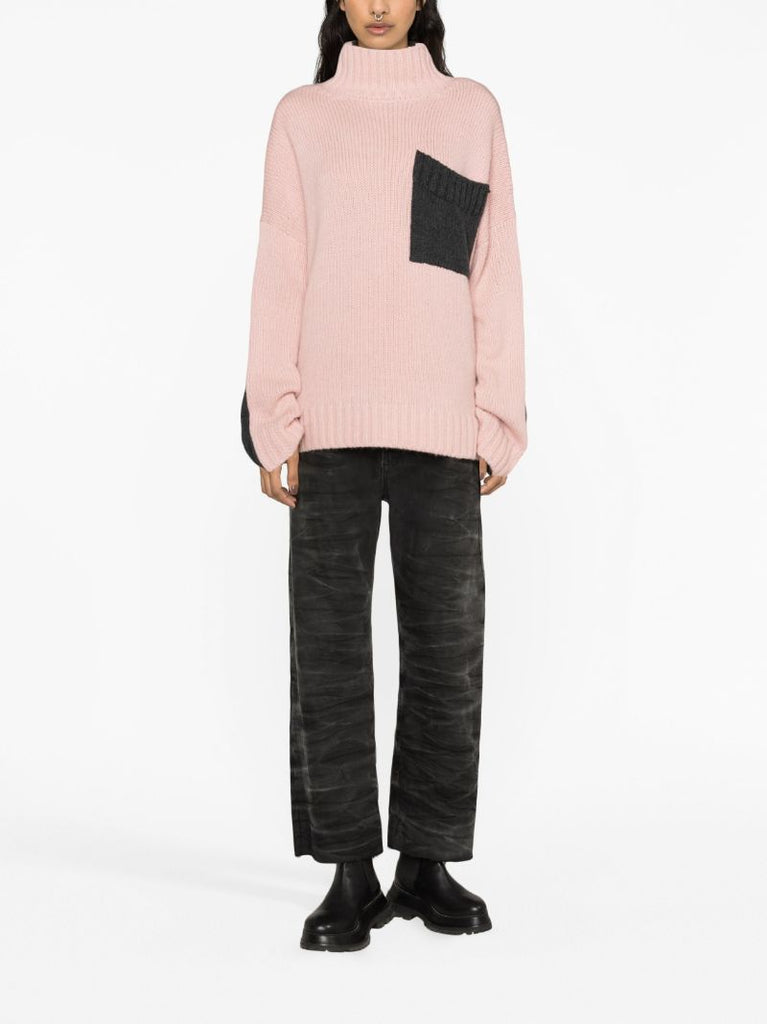 Pink Colour-block Sweater