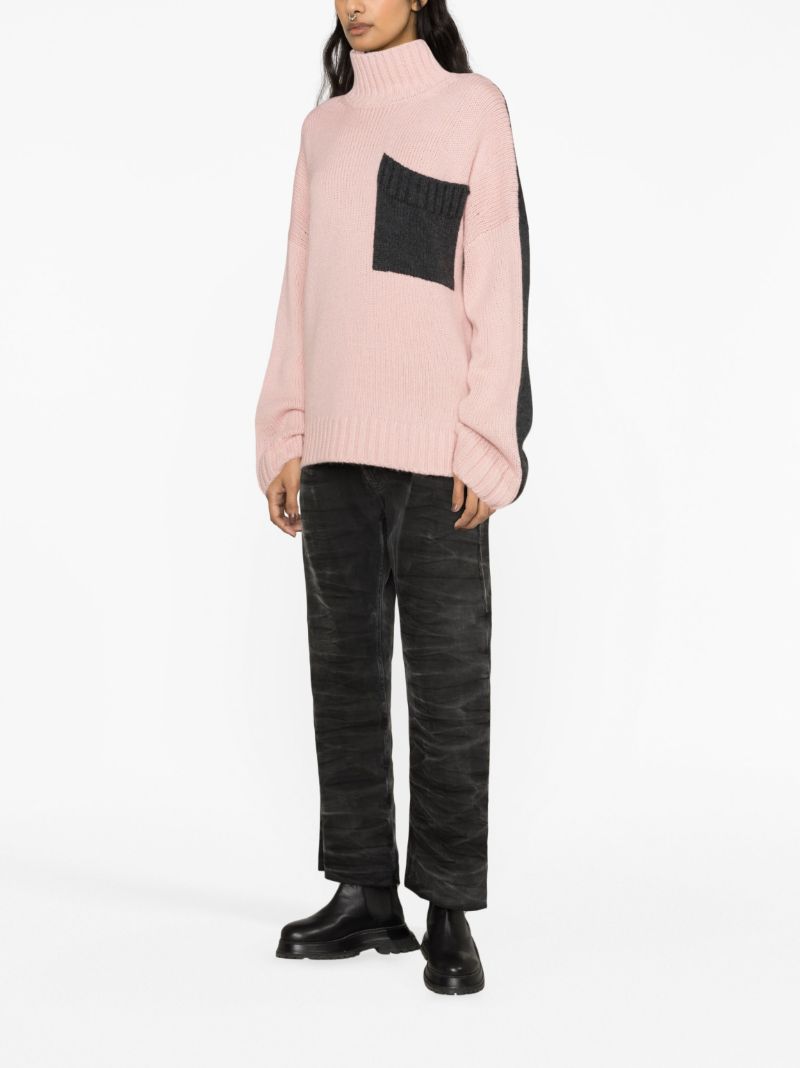 Pink Colour-block Sweater