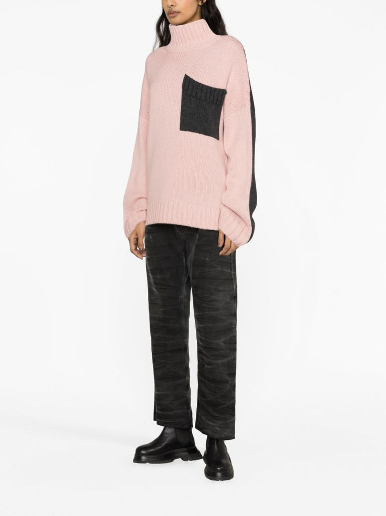 Pink Colour-block Sweater