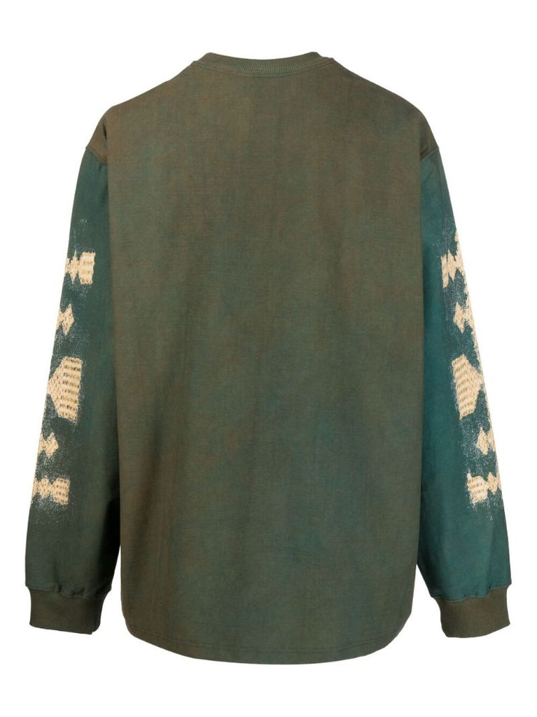 Army Green Logo Print Cotton Sweatshirt