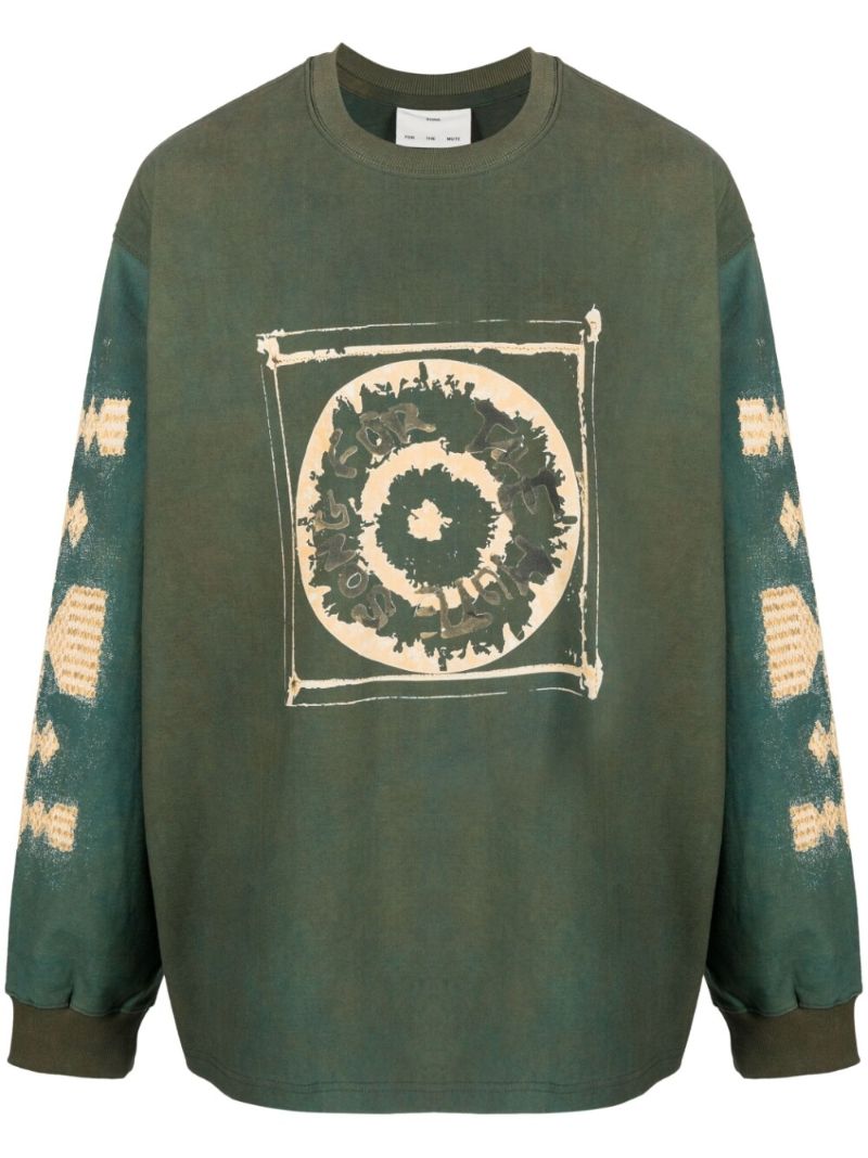 Army Green Logo Print Cotton Sweatshirt