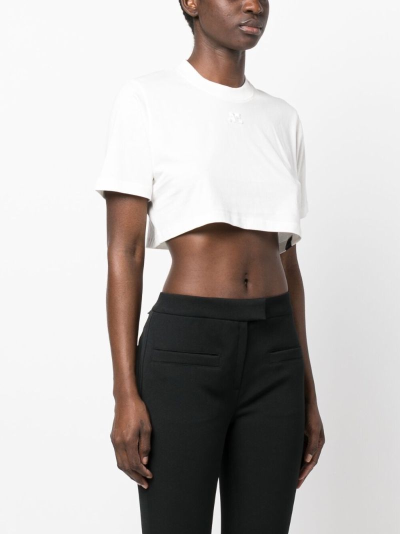 White Crew Neck Cropped T-shirt