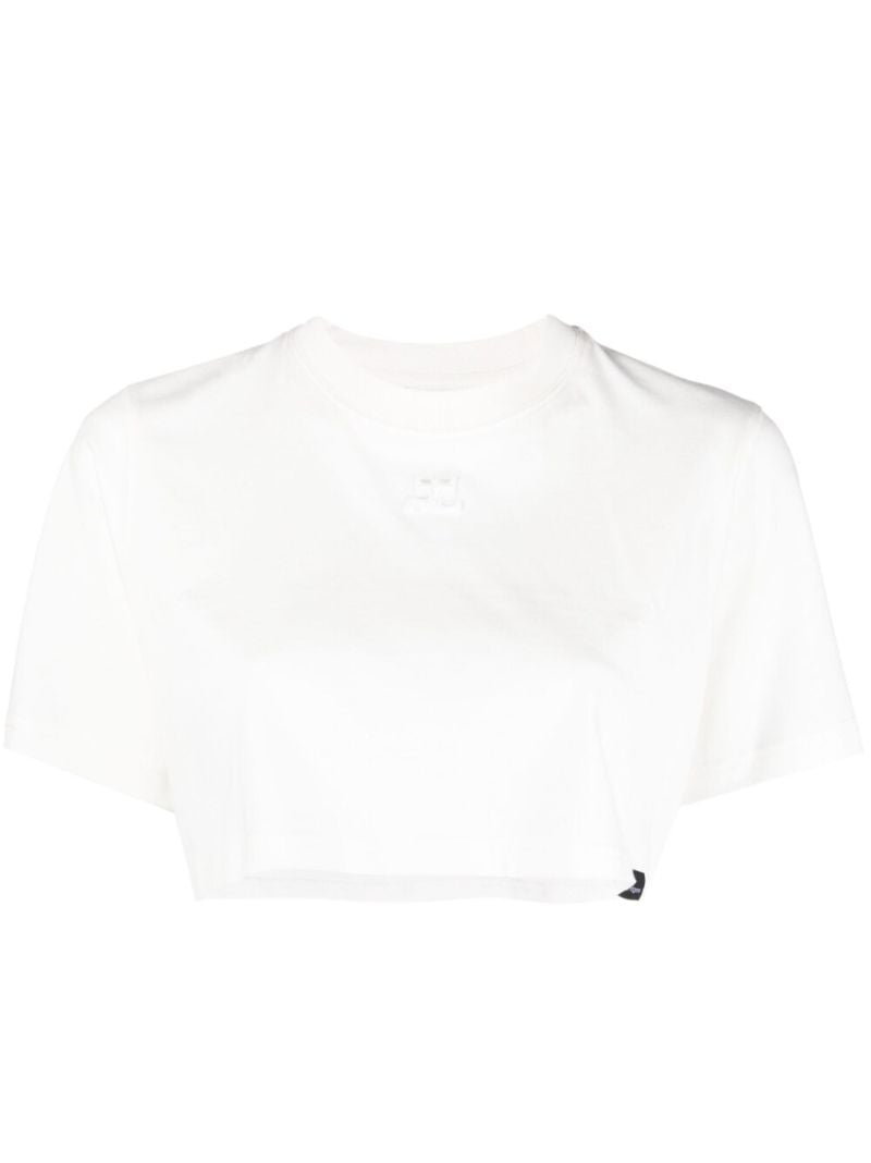 White Crew Neck Cropped T-shirt